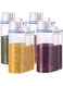 Storage Bin 4 Pcs Cereal Containers Dispenser with Measuring Cup Plastic Storage Containers with Lids Kitchen Storage Bin Rice Holder Container Food Container Sets for Flour Cereal 2.5 L