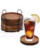 4-Piece Wood Drink Coasters Set, Absorbent Wooden Coasters with Holder, Natural Table Protection Pads for Coffee Tables, Office Desks, Home Bar, Farmhouse Decor, Rustic Beverage Mats