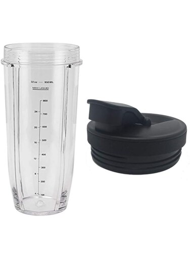 joystar 32oz Cup with spout lid Replacement Parts for Nutri Ninja Blender Auto iQ BL642 BL682 BL482 /NN102/BL450/BL480/BL2012/BL2013/universal replacement blender cup for ninja blender cups ct682sp