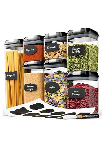 Airtight Food Storage Containers with Lids Set of 7 BPA Free for Kitchen Pantry Organization and Dishwasher Safe