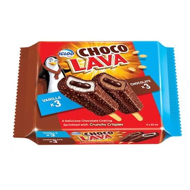 Igloo Chocolava Chocolate Ice Cream Bar and Vanilla Ice Cream Bar, 60ml Pack of 6
