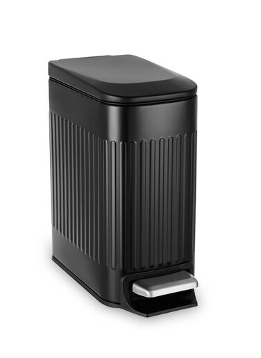 Slim Bathroom Trash Can with Lid Soft Close, 6 Liter/1.6 Gallon Stainless Steel Small Garbage Can with Removable Inner Bucket, Step Pedal, Slim Wastebasket for Toilet, Office, Bedroom