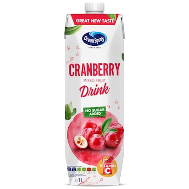 Ocean Spray No Sugar Added Cranberry Mixed Fruit Drink, 1L