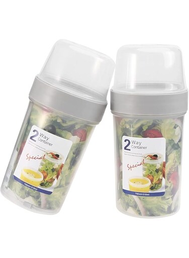 ELECDON Cereal and Milk Container on the Go Double Layer Hiking Food Container Snack Cup Camping and RV Storage and Organization Crunch Cup Yogurt Container