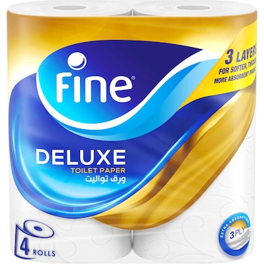 Fine Deluxe Toilet Tissue Roll 140 Sheets X 3 Ply 4 Rolls