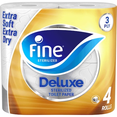 Fine Deluxe Toilet Tissue Roll 140 Sheets X 3 Ply 4 Rolls