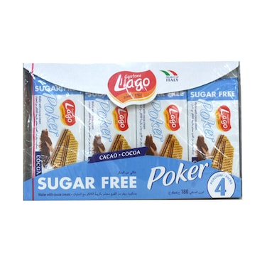 غاستون لاغو بوكر ويفر بكريمة الكاكاو الخالية من السكر 45 غرام حزمة من 4