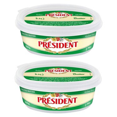 President Salted Butter Tub, 250g Pack of 2
