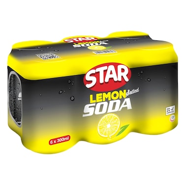 Star Lemon Soda Can, 300ml Pack of 6