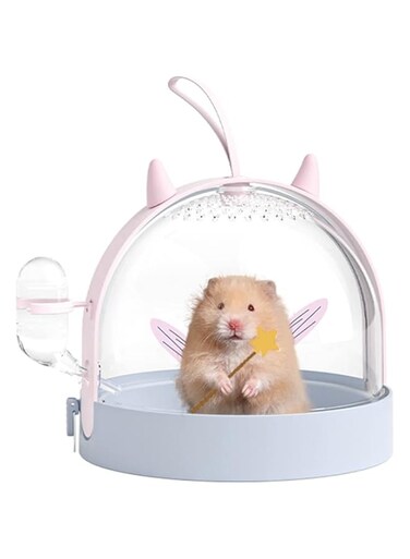 NeoStyle Hamster Carrier, Convenient Hamster Travel Cage with 60ml Water Bottle,Travel Outdoor Carry Cage Suitable for Dwarf Hamster, Guinea Pig Small Animal Habitat (Elf Purple, Little Devil Series)