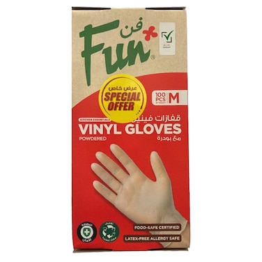 Al Bayader Vinyl Powder-Free Gloves Medium Clear 100 PCS