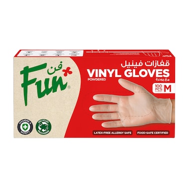 Al Bayader Vinyl Powder-Free Gloves Medium Clear 100 PCS