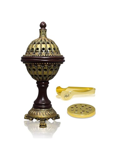 AM Lux Globe Incense Burner - Bakhoor Cone Holders   Insence bukhoor Burners  Frankincense Burner Charcoal   Mabkhara   for Office &amp; Spiritual Decor (Bronze)