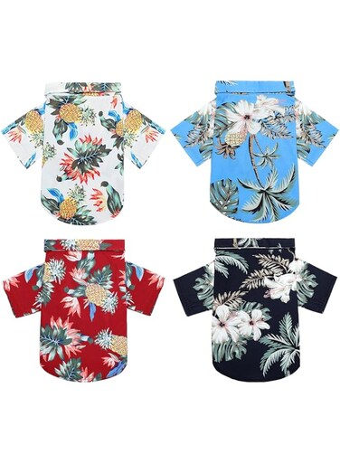 Weewooday 4 Pieces Summer Pet Shirts Hawaii Style Floral Dog T-Shirt Hawaiian Puppy T-Shirts Breathable Pet Cool Clothes Beach Seaside Dog Shirt Sweatshirt for Dogs Pet Puppy (Medium)