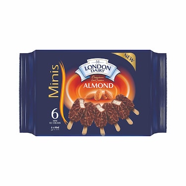 London Dairy Minis Almond Ice Cream Stick, 60ml Pack of 6
