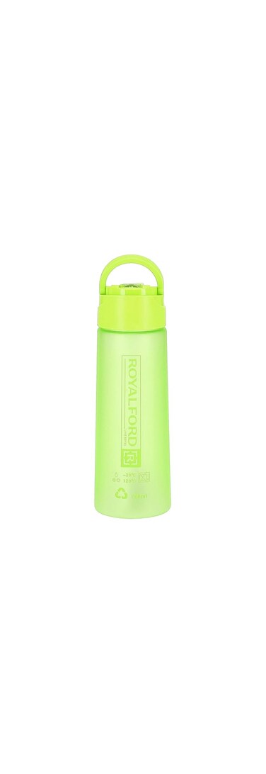 Royalford RF7578Gr 700ml Water Bottle REUsable Wide Mouth With Hanging Clip Button Lock Lid Transparent Body PeRFect While Travelling, Camping, Trekking &amp; More, Green