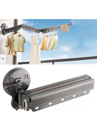 Beauenty Wall Mounted Clothes Drying Rack,Foldable Laundry Clothes Hanger with Suction Cup for Bathroom (2-fold)