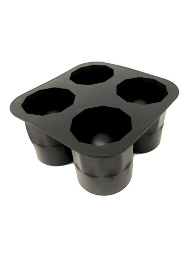4 Cavity Cup Shaped Silicone Ice Cube Tray Black 10x10cm
