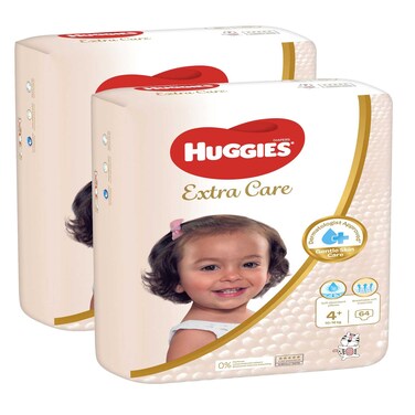 هجيز إكسترا كير حفاضات مقاس 4+ 10-16 كلغ حزمة جامبو 64 حفاض