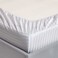 طقم ملاءة سرير مطاطية 3 قطع، مقاس 100×200 سم، عمق مرتبة (15–35 سم)، تصميم فندقي مخطط، لون White