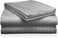 3pcs Fitted Bedsheet Set, 100x200cm, Deep Pocket (15&ndash;35cm), Striped Hotel Bed Sheet Set, Grey Single