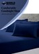 طقم ملاءة سرير مطاطية 3 قطع، مقاس 120×200 سم، عمق مرتبة (15–35 سم)، تصميم فندقي مخطط، لون Navy