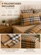6-Piece Printed Cotton Bedding Set King Size, 1 Fitted Sheet, 1 Duvet Cover &amp; 4 Pillow Cases, 100% Cotton 125 GSM, Soft &amp; Breathable