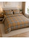 6-Piece Printed Cotton Bedding Set King Size, 1 Fitted Sheet, 1 Duvet Cover &amp; 4 Pillow Cases, 100% Cotton 125 GSM, Soft &amp; Breathable