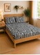 Eworld 3-Piece Fitted Bedsheet Set Single Size, Zebra Print, 100% Cotton 125 GSM, 1 Fitted Sheet + 2 Pillowcases