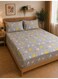 Eworld 3-Piece Fitted Bedsheet Set Queen Size, Doodle Heart Print, 100% Cotton 125 GSM, 1 Fitted Sheet + 2 Pillowcases