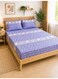 Eworld 3-Piece Fitted Bedsheet Set King Size, Heart Pattern, 100% Cotton 125 GSM, 1 Fitted Sheet + 2 Pillowcases