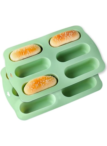 QELEG 2 Pieces Loaf Pan Set, 7-Inch Non-Stick Hotdog-Shaped Bread Cake and Meat Bakeware for Kitchen Baking