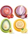 BIGTHREE Silicone Fruit Storage Box, 4 Pieces Reusable Fruit Storage Containers for Fridge, Half Cut Fruit Containers, Food Huggers for Vegetable, Tomato Holder, Lemon Fresh Stretch Pods Keeper