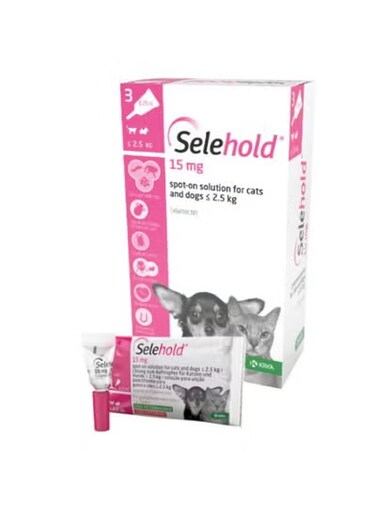 كيركا سيليهولد نقط موضعية لعلاج البراغيث والطفيليات للقطط والكلاب حتى 2.5 كجم 15 مجم 3 ماصات من ڤارماسي