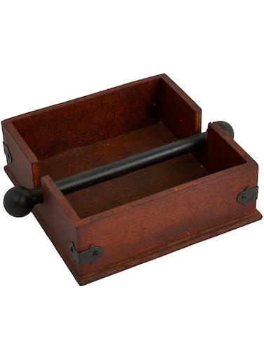 Creative Co-Op Square Wood Napkin Holder with Metal Bar