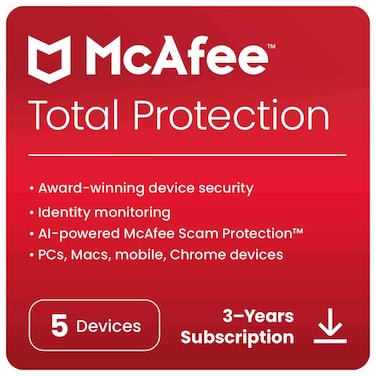 McAfee Total Protection Software 5 Devices, 3 Years, ESD