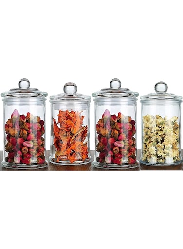 Glass Storage Jar 750ml   Airtight, Moisture-Proof Food Containers with Lid   Kitchen Storage Jar Set for Snacks, Spices &amp; Dry Fruits   4pcs