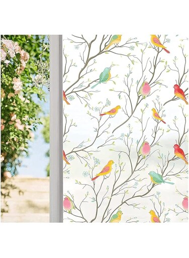 BPA Film Opaque Non-Adhesive Frosted Bird Window Film Decorative Static Cling Film Bird Window Stickers for GF-WF-90-2WB Home Office 35.5In. by 78.7In. (90 x 200Cm), White