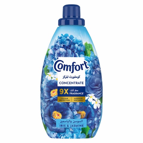 Comfort Concentrate Fabric Softener, Iris &amp; Jasmine, 9x fragrance, 1L