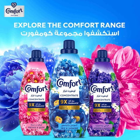 Comfort Concentrate Fabric Softener, Iris &amp; Jasmine, 9x fragrance, 1L