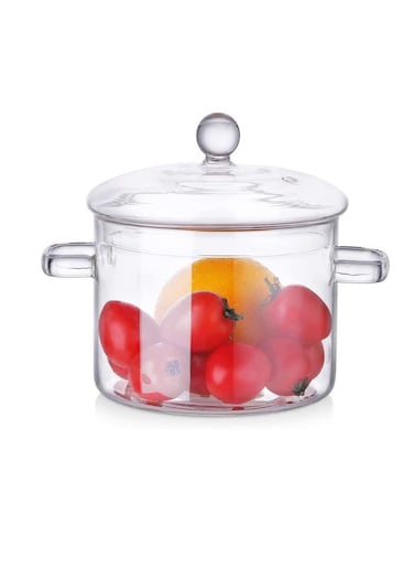 Glass Saucepan, 1500ML Thick Borosilicate Glass Pot, Clear Glass Cooking Pot, Glass Saucepan with Cover, Heat-resistant Glass Stovetop Pot