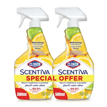 Clorox Scentiva Multi Surface Spray Cleaner Madagascar Citrus Grove, 500ml Pack of 2