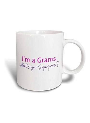Im A Grams Whats Your Superpower Printed Ceramic Mug White/Black/Pink