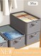 3pcs Closet Storage Box with Handle, Foldable Cube Storage Bins Sturdy Closet Organizer System for Clothing, Jeans, Toys, Books, Shelves, Closet, Wardrobe