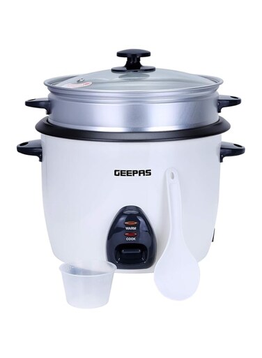 Geepas 1.5L Rice Cooker/Steamer with Non-Stick Cooking Pot   500W   Automatic Cooking, Steam Vent Lid &amp; Simple One Touch Operation  Make Rice, Steam Healthy Food &amp; Vegetables   2 Year Warranty