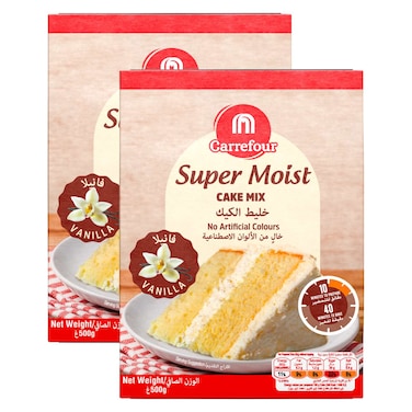 Carrefour Vanilla Flavour Cake Mix, 500g Pack of 2