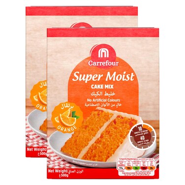 Carrefour Orange Flavour Cake Mix, 500g Pack of 2