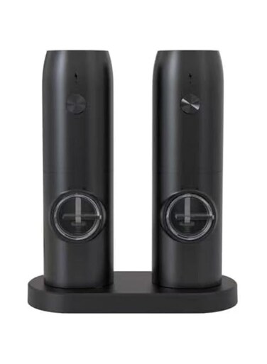 KATGROCHIR Electric Salt &amp; Pepper Grinder, Automatic Pepper Mill with Adjustable Grind Coarseness High Capacity Refillable Salt Pepper Shaker with LED Light for Kitchen BBQ