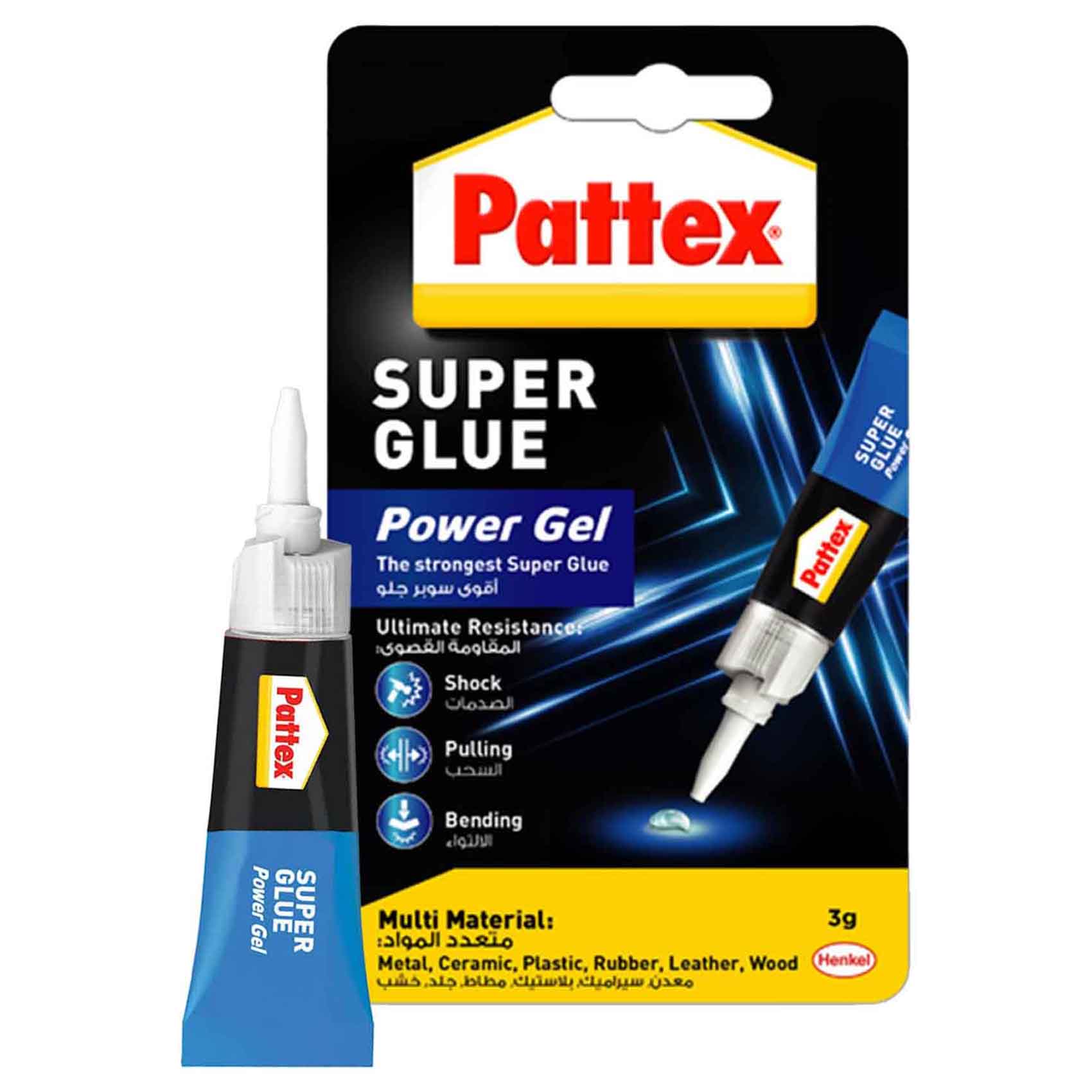 Pattex Super Glue Power Gel Tube - 3g Adhesive For Flexible Materials Instant Invisible Repair Dishwasher Safe