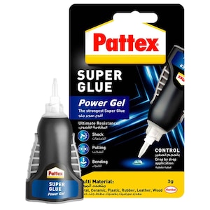 Pattex Super Glue Power Gel Control - 3g Clear Adhesive For Flexible Materials with Precise Nozzle Dishwasher Safe